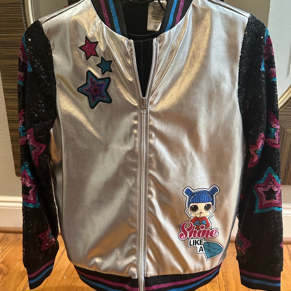 LOL Surprise Silver Sequin Bomber Jacket